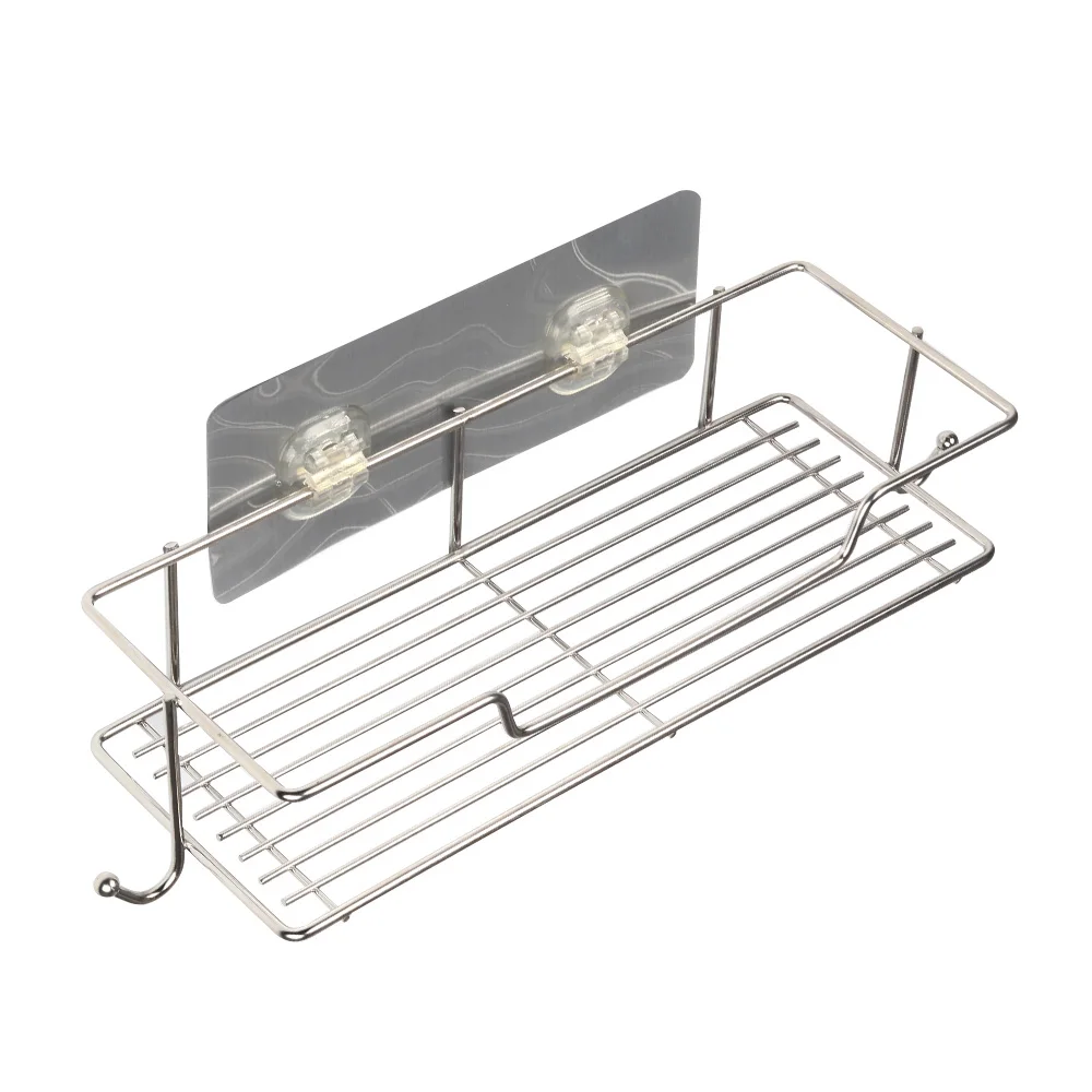 High Quality Rustproof Stainless Steel Metal Bathroom Shelves Wall Mounted Shower Caddy Adhesive Storage CN;ZHE