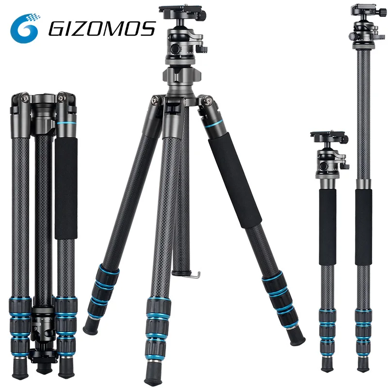 XILETU  Hot GIZOMOS GA-26C4 Professional Lightweight  carbon fiber tripod for camera