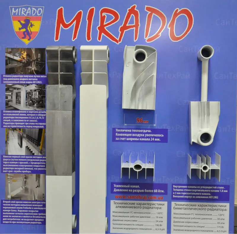 
 радиаторы алюминиевые Mirado Украина  