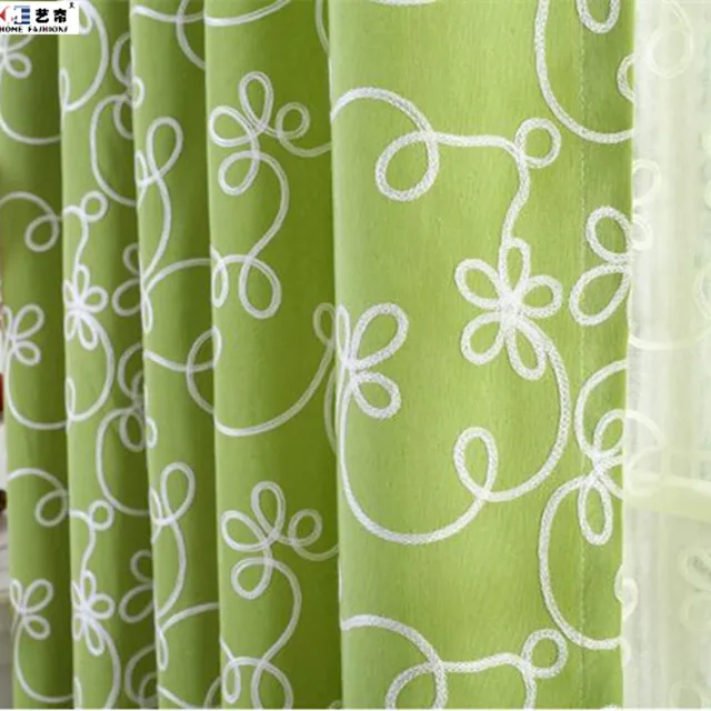 Embroidered blue purple green color blackout arabic curtain panels for home