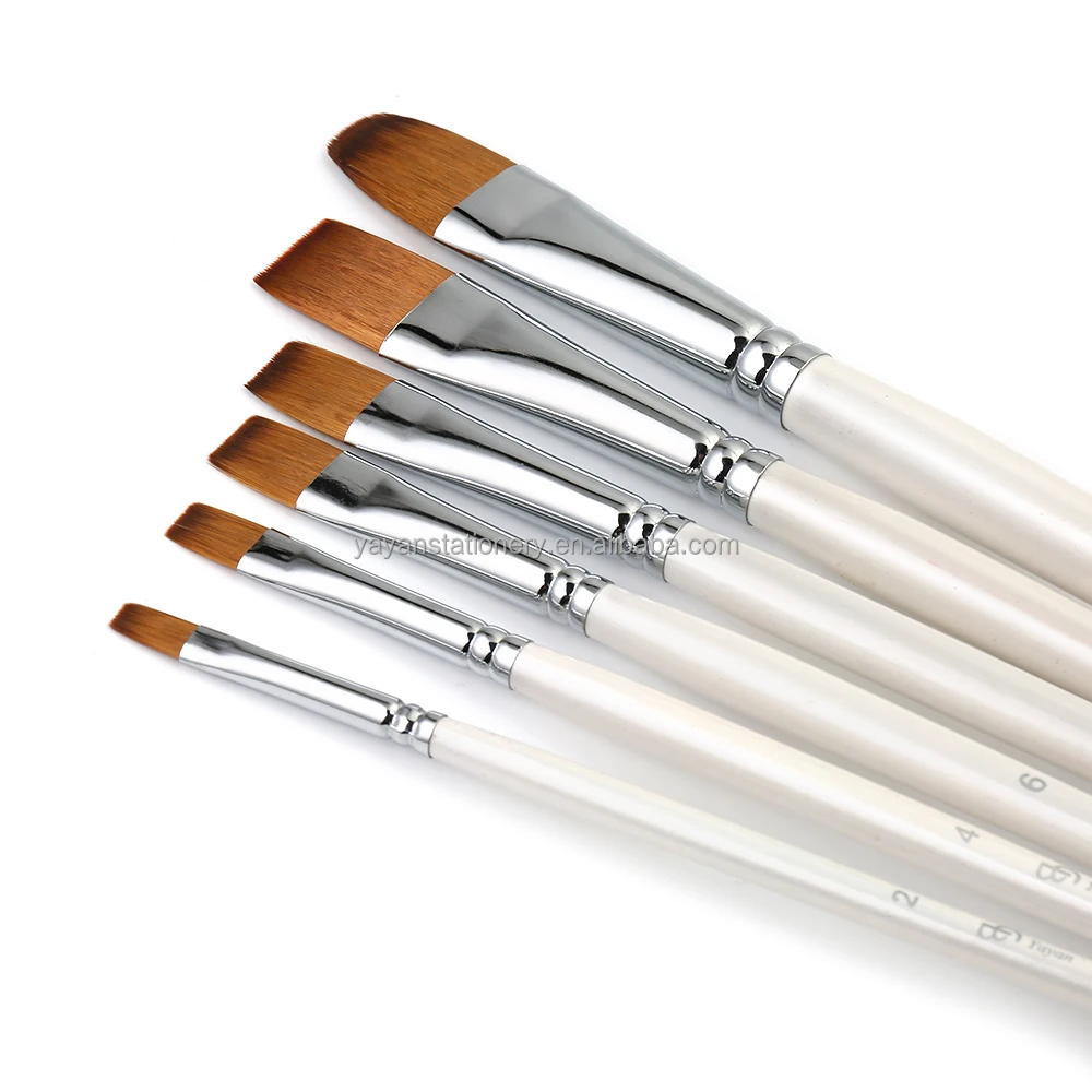 Transparent Synthetic Taklon Hair Wooden Artist Paintbrush Set For Multi Painting