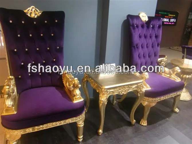 luxury classic Barock chairs, gold paper king throne chair, salon beauty chair