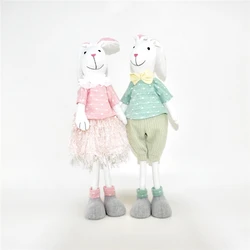 Factory Exclusive Design Bunny Dolls Decoration Easter Home Decor Standing Rabbit Figure Couple Spring Holiday Gifts