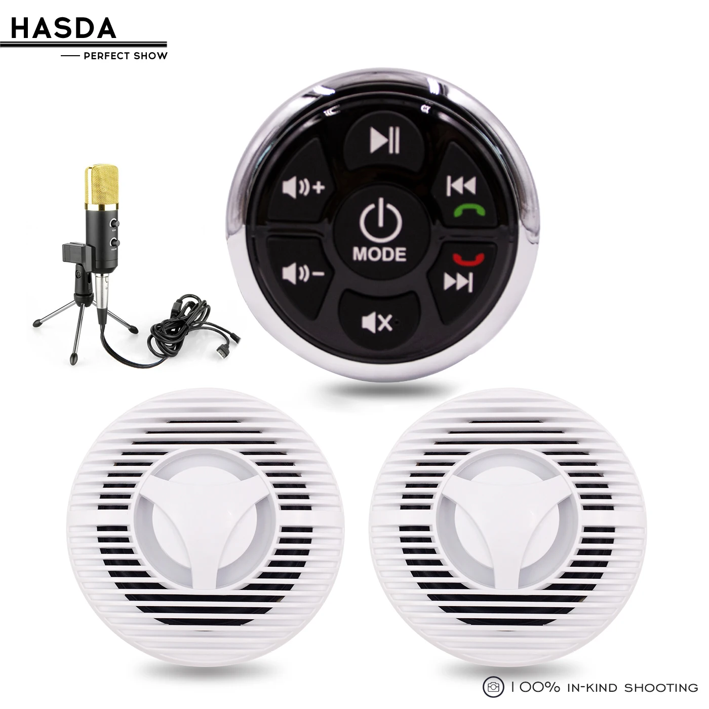 
Marine Waterproof MP3 Audio Controller Bluetooth Marine Gauge Style Digital Media AM/FM Receiver USB 3.5MM AUX In to RCA out 