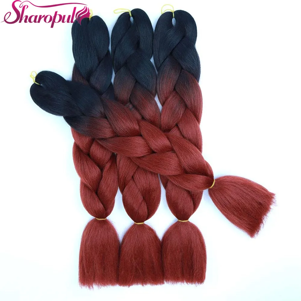 Ombre Jumbo Braiding Hair Extensions 24 Inch High Temperature Synthetic Fiber Hair Extensions for Box Braids Braiding Hair