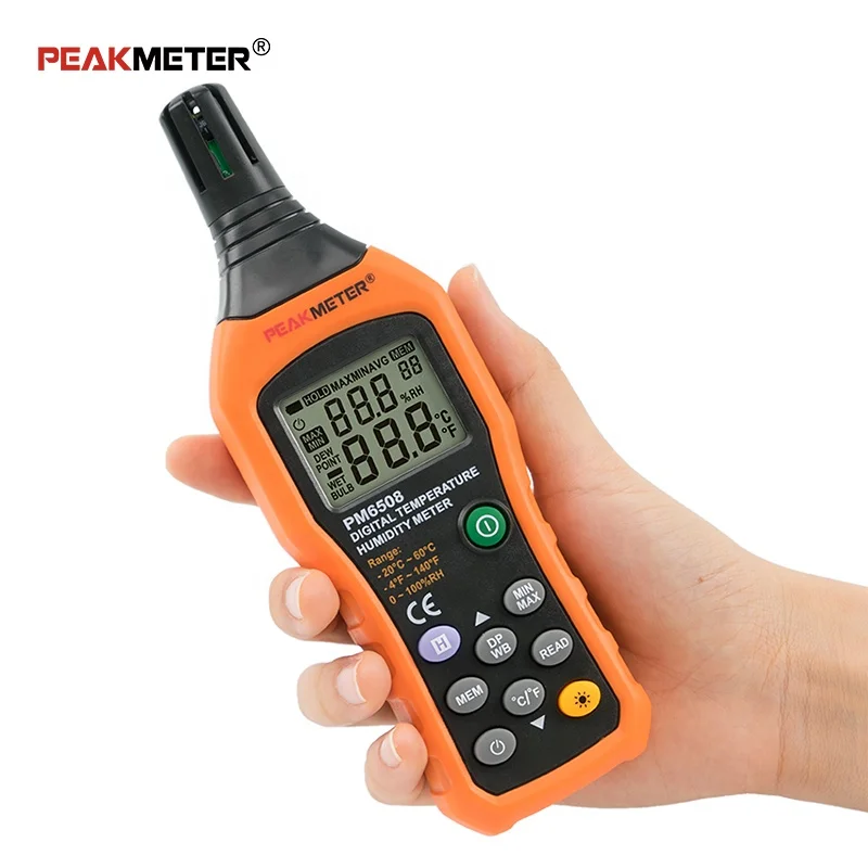 Peakmeter PM6508 Заводская цена высокая точность цифровой окружающего воздуха температура термометр измеритель влажности гигрометр точка