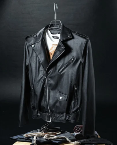 High quality Punk Men bicycle Motorcycle Leather Leather Jacket