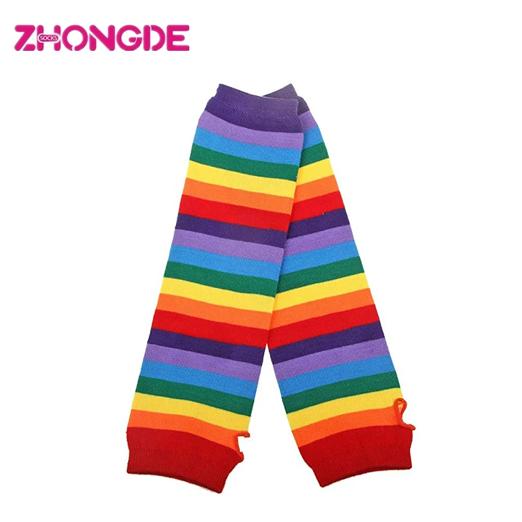 Custom Rainbow Stripe Fingerless Gloves Arm Warmer