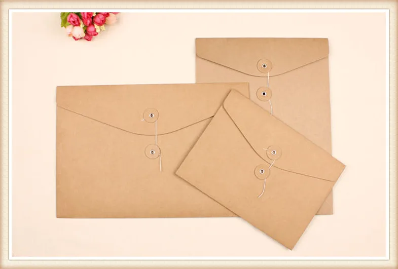 Retro Kraft Paper Erect File Party Document Bag Pocket Envelope A4 Filing Paper Bags