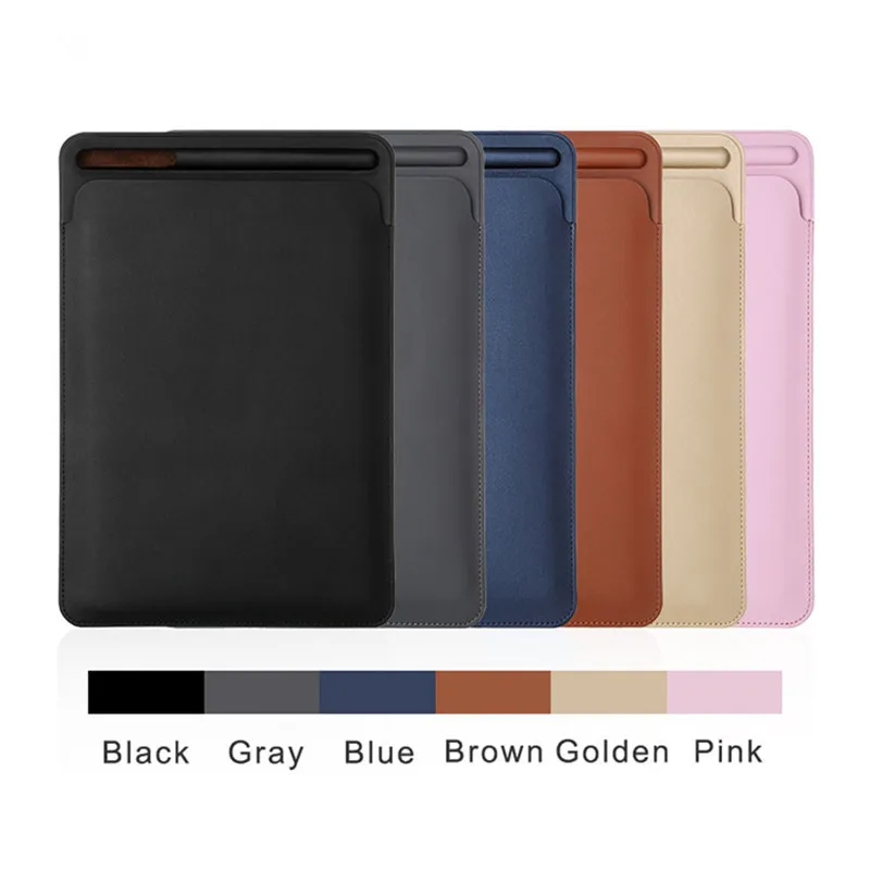 
New Luxury PU Leather Portable Sleeve Case for iPad 2/3/4 Mini 2/3/4 Pro 12.9 Pouch Bag Protective Cover with Pencil Holder 