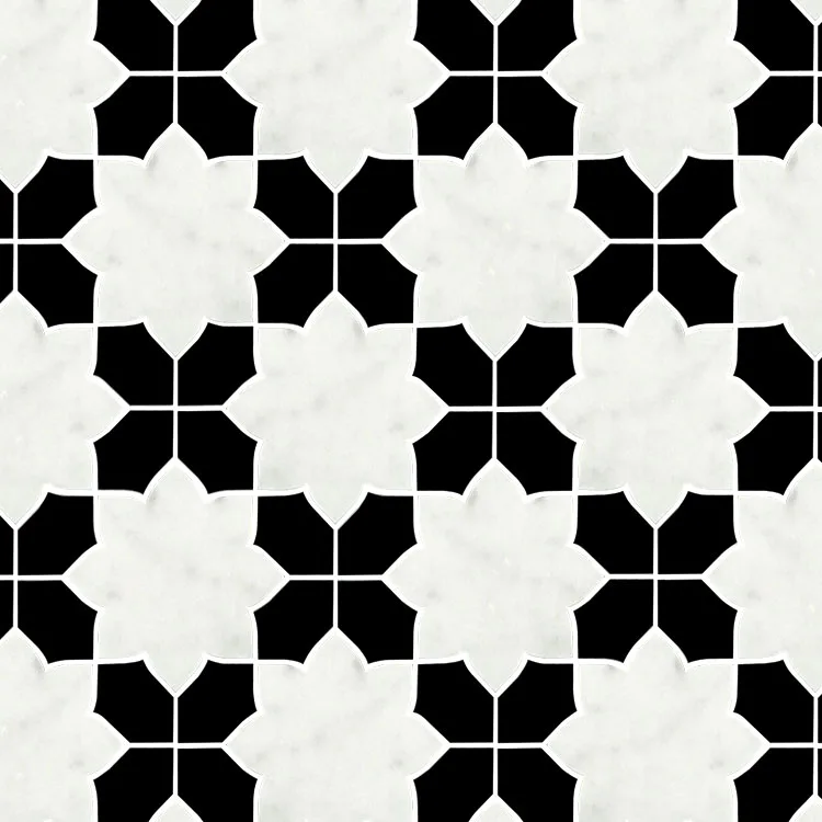 black white waterjet design mosaic floor tile price in inida