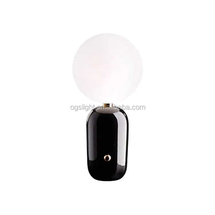 Modern Balloon glass Table Lamp Big Ball Creamy White Round Bedside ronud glass Table Lamp
