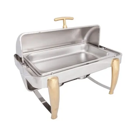 Cheap 8L Roll up  multi function gold plate stainless steel buffet chafing dish