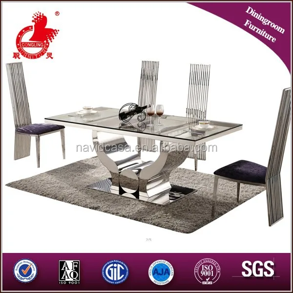 2015 Modern Clear glass dining table design