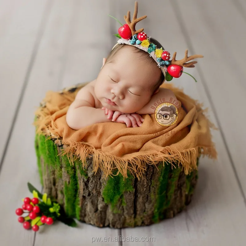 Handmade Newborn Bark Bowl for Photography Props Baby Wooden Bed Photo Prop