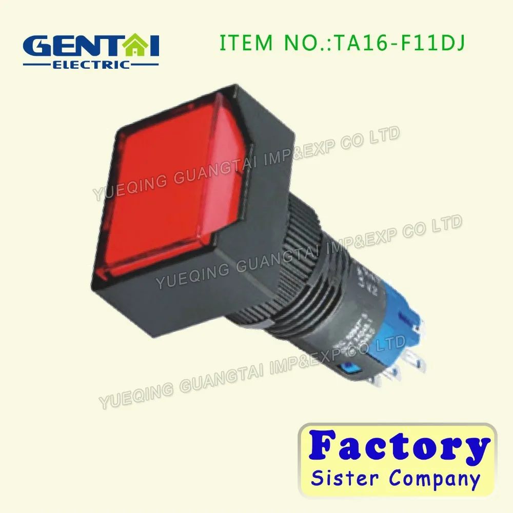High Quality universal TA16-F11J red square head diameter LED indicator push dbutton switch
