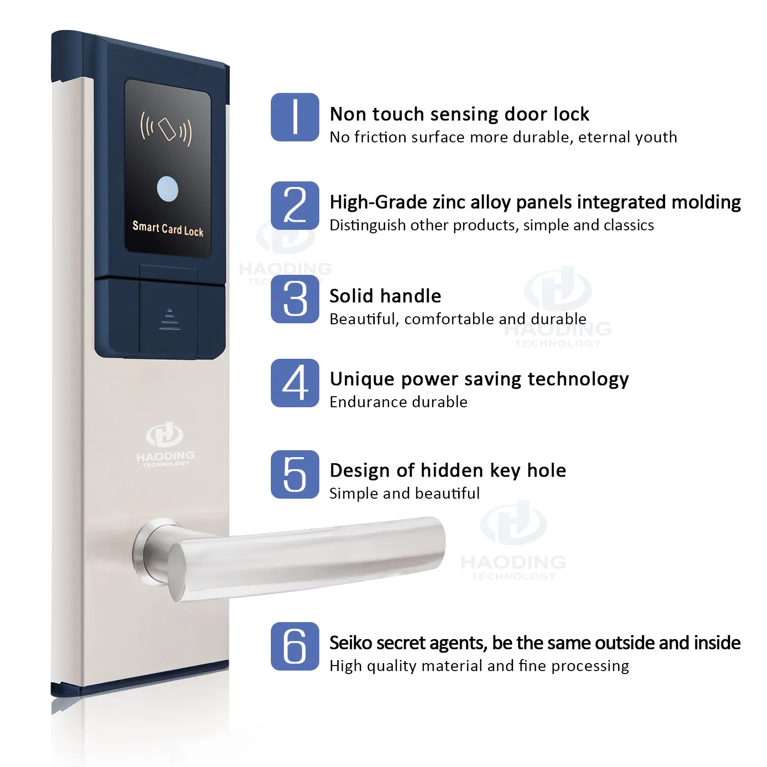 Rfid card hotel room door lock with management software system access by keys and smart cards