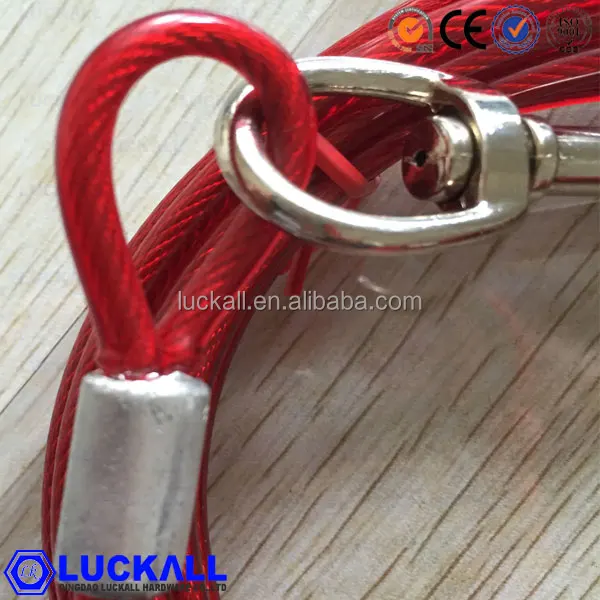 Dog Steel Wire Rope Chain Leash Plastic coated galvanized steel aircraft cable Iron snap on both dog chain