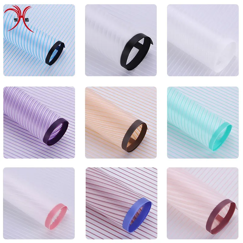 Cheap flower wrapping paper Translucent Christmas Flower Bouquet Wrapping PVC Paper Matt Film Printed Lines Paper