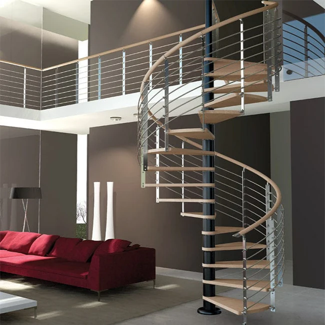 Step ladder tread wooden indoor spiral staircase