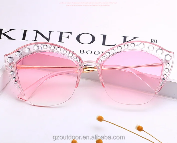 2018 2764 Fashion half frame cat eyes 3 UV 400 Sunglasses Style and Unisex Age Sunglass