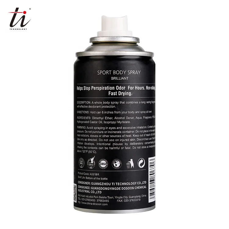 
Professional Sport Body Spray for Deodorization, Ti Brilliant Deodorant Body Spray, Aerosol Body Deodorant with Sport Scent 