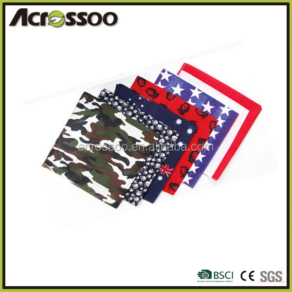 100% Cotton Solid Colors Plain Biker Sport headwear printed Bandana