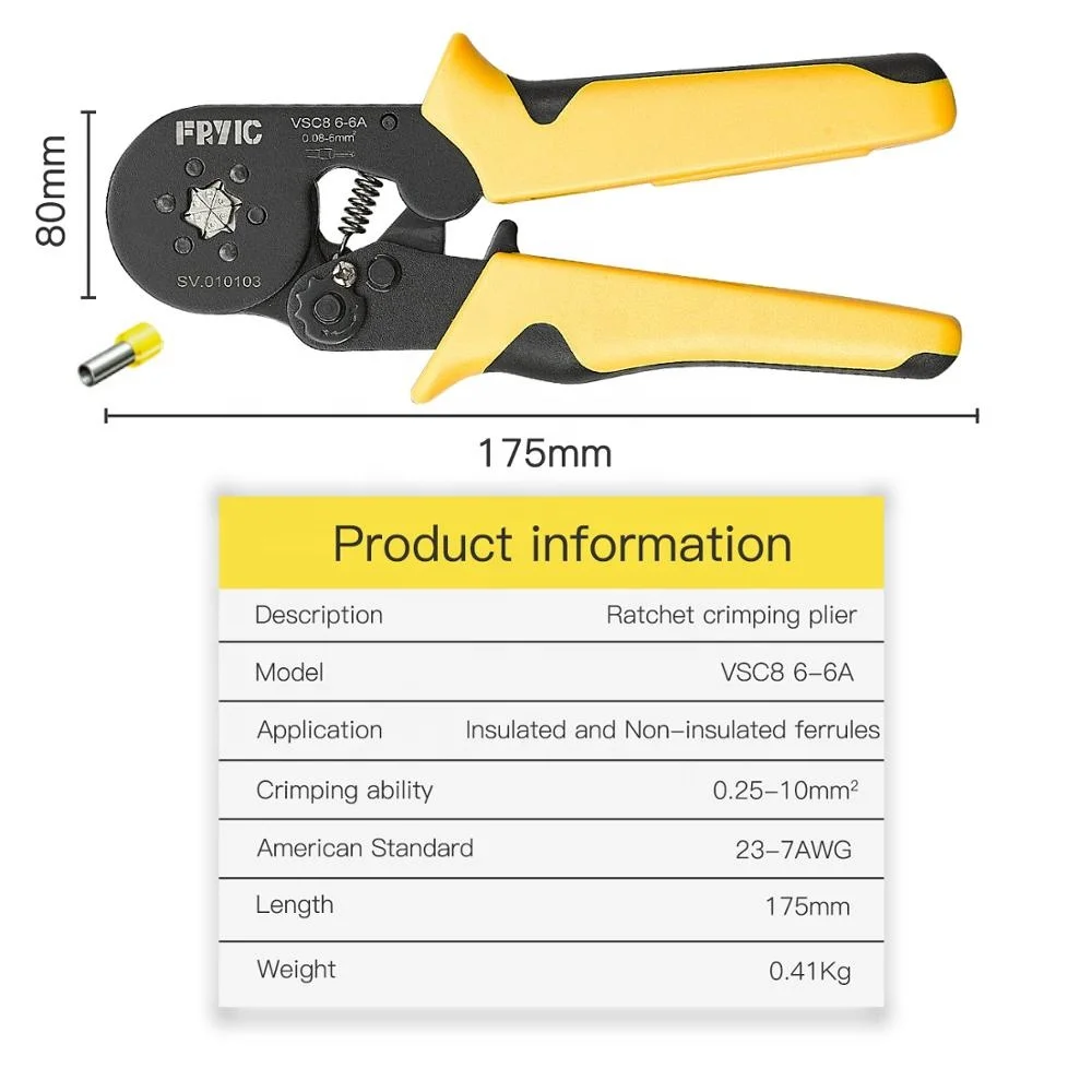 Ratchet crimping pliers for Insulated Terminals Lugs