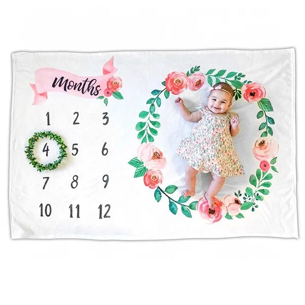 All Natural Super Soft Plush 12 Months Baby Blanket For Photography Prop Fashion New Born Infant Milestone Monthly Baby Blanket