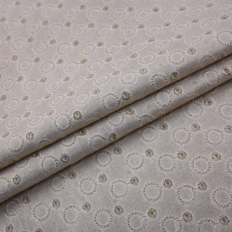 White soft woven plain lurex foil cotton dress embroidered fabric by the yard for garment