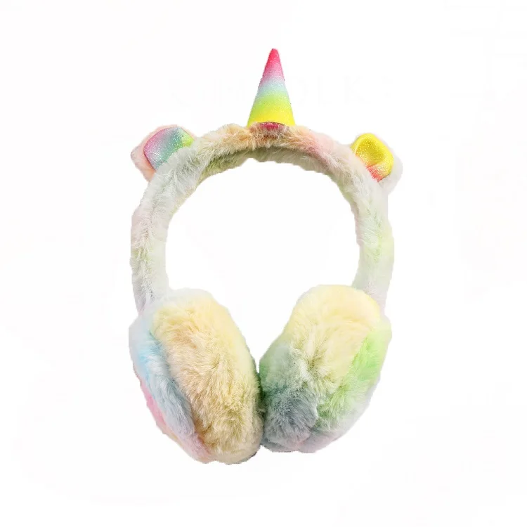 
Child Fashion Winter Lovely Thicken Plush Unicorn Solid Color Kids Earmuffs 