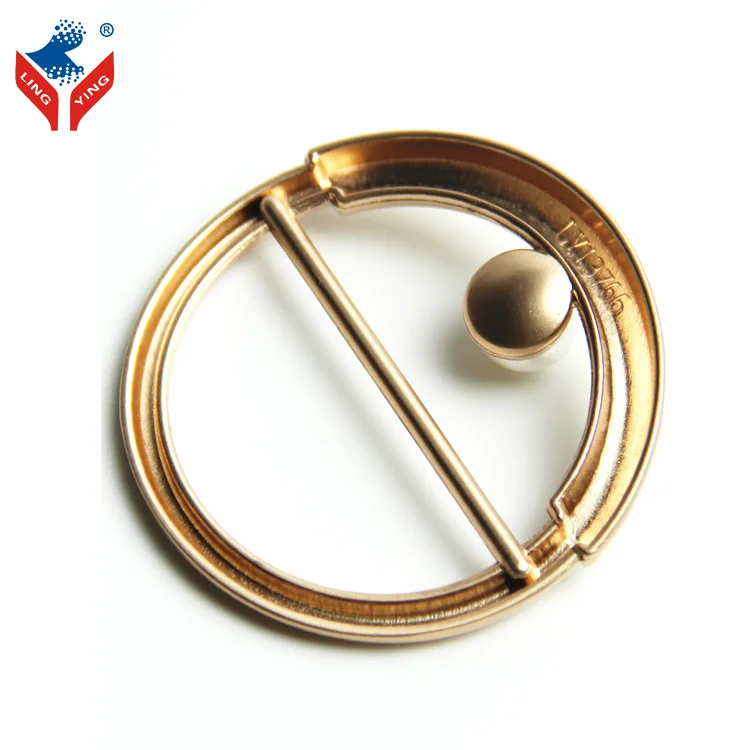 Fashion Pearl Garment Accessories Gold Ring Buckle Slider Scarf Buckle