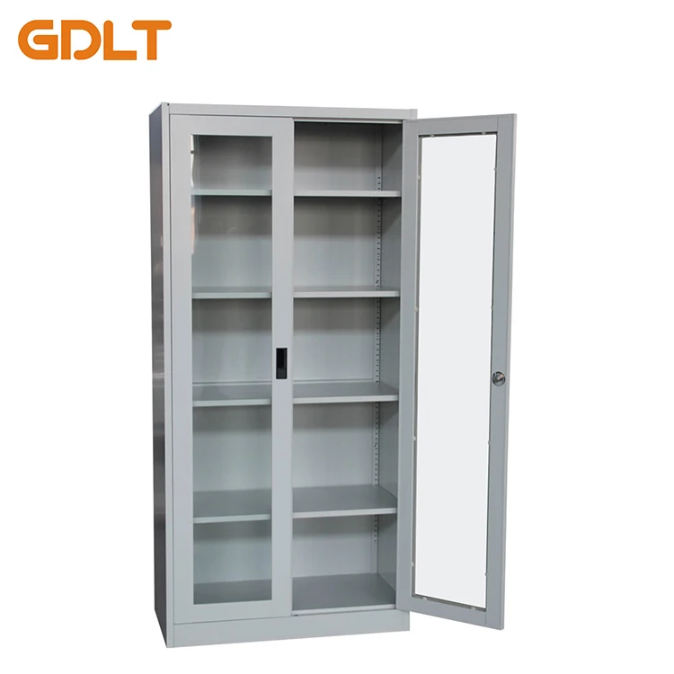 GDLT Office Steel  cabinet  with Glass Door Filing Cabinet school metal 2 door file cabinet