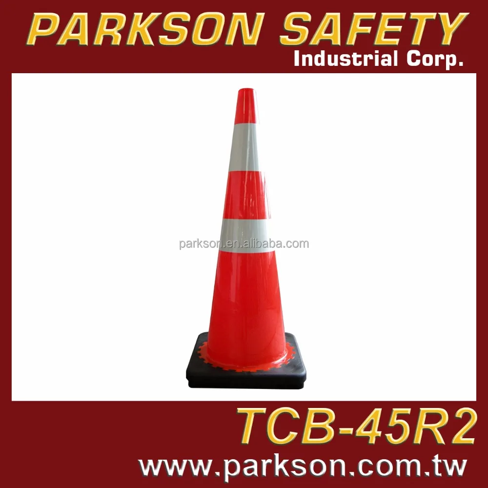PARKSON SAFETY Taiwan Black Base Two 3M Reflective Tape Traffic Accident Road Control Cone TCB-45R2