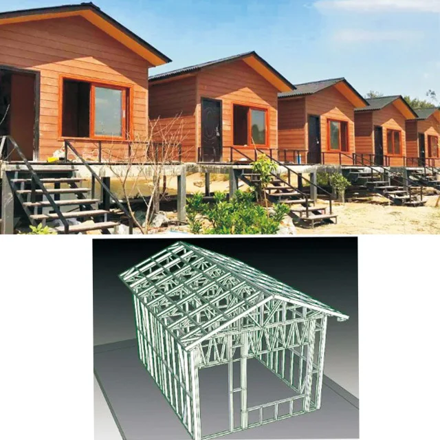 Light prefab steel frame beach house