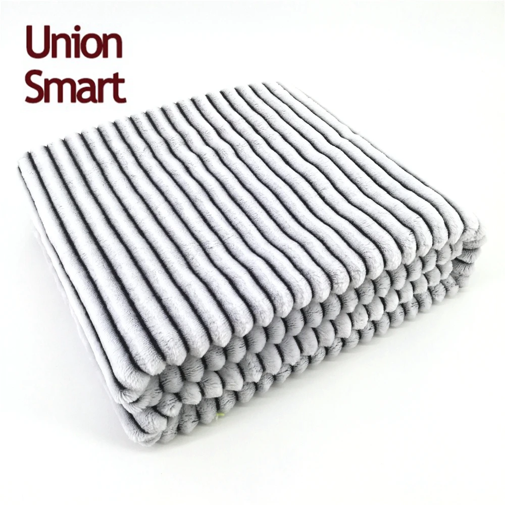 drop needle warming plush Super soft Striped blanket back side printing