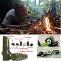 7 in 1 Multifunction Survival Compass with Whistle Thermometer LED Flashlight Fire Magnifier for Travel camping