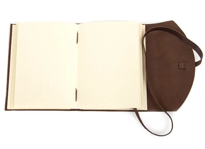 Fashionable vegetable tan handmade leather journal string sketchbook, high quality clear cover notebook for travel