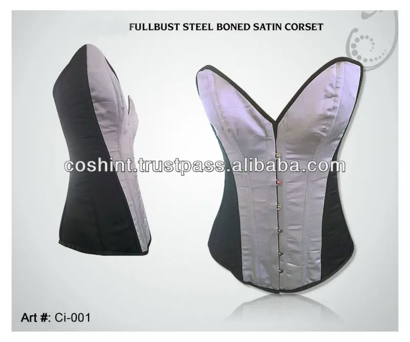 Overbust Steelboned Two Tone Satin Corset Fashion And Fitness Wear Corset Vendors And Exporter