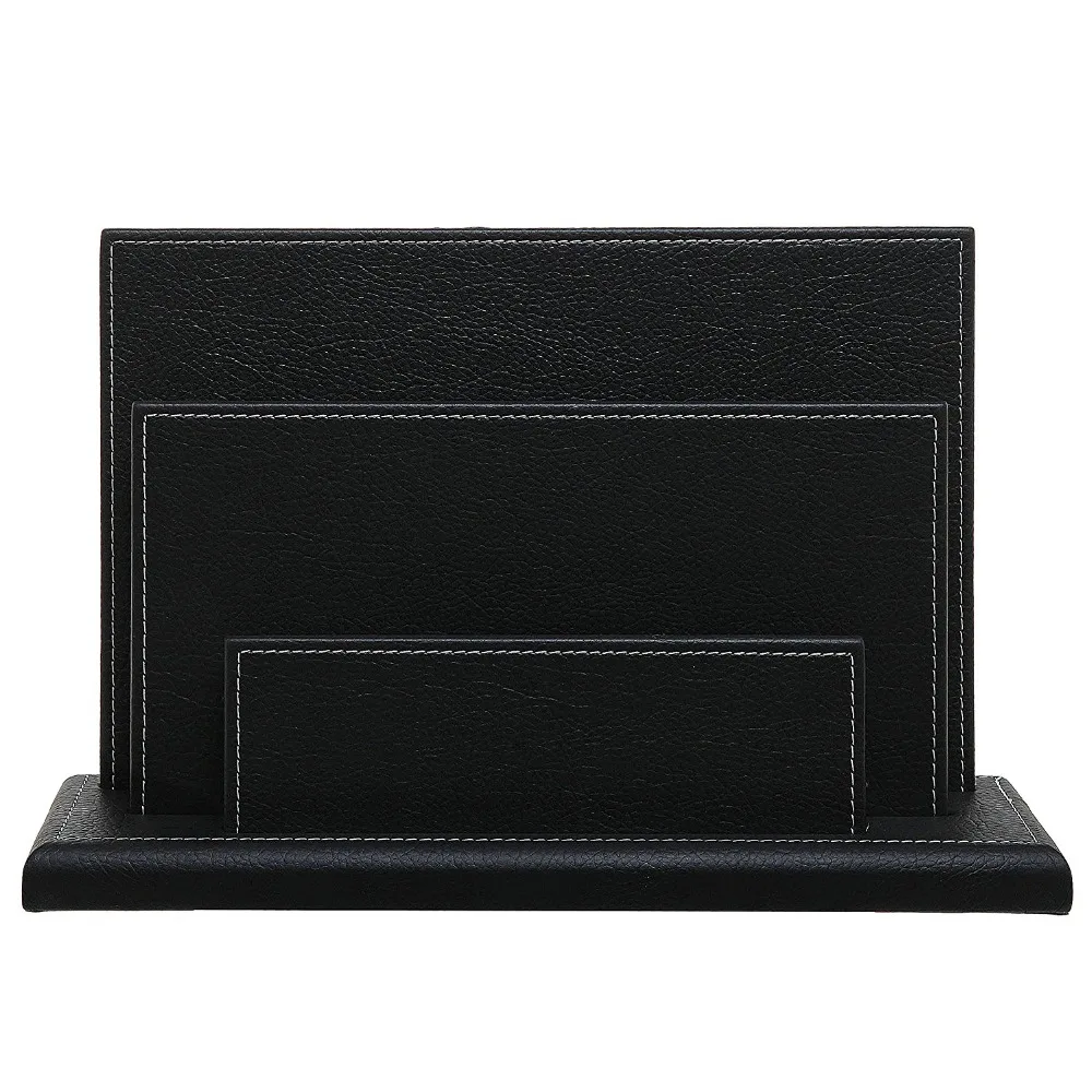 Newest PU Leather Magazine File Holder Brochure Holder Desk Stand