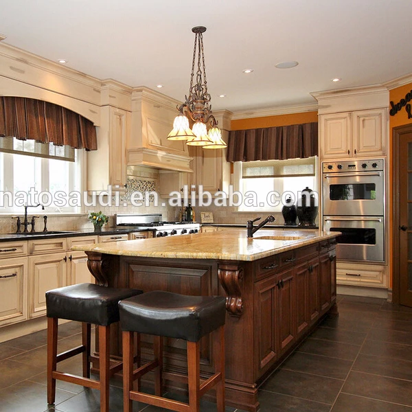 French Style solid wood kitchen cabinet Guangzhou