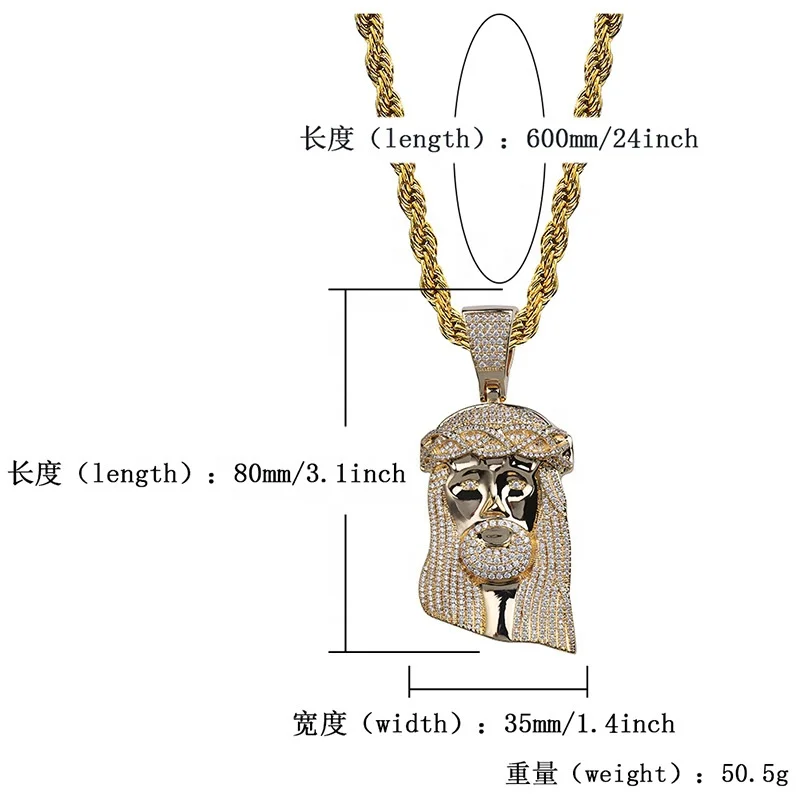 new product 2019 Ice out Jesus Corolla pendant hiphop Jewellery Fashion CZ Stone Necklace For Men Women Gift JUNLU Jewelry