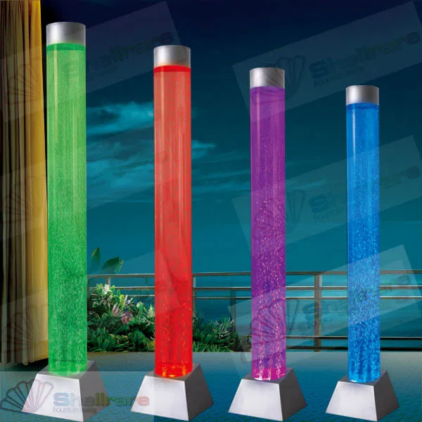 Floor standing water bubble column wall LED color changing aquarium room divider