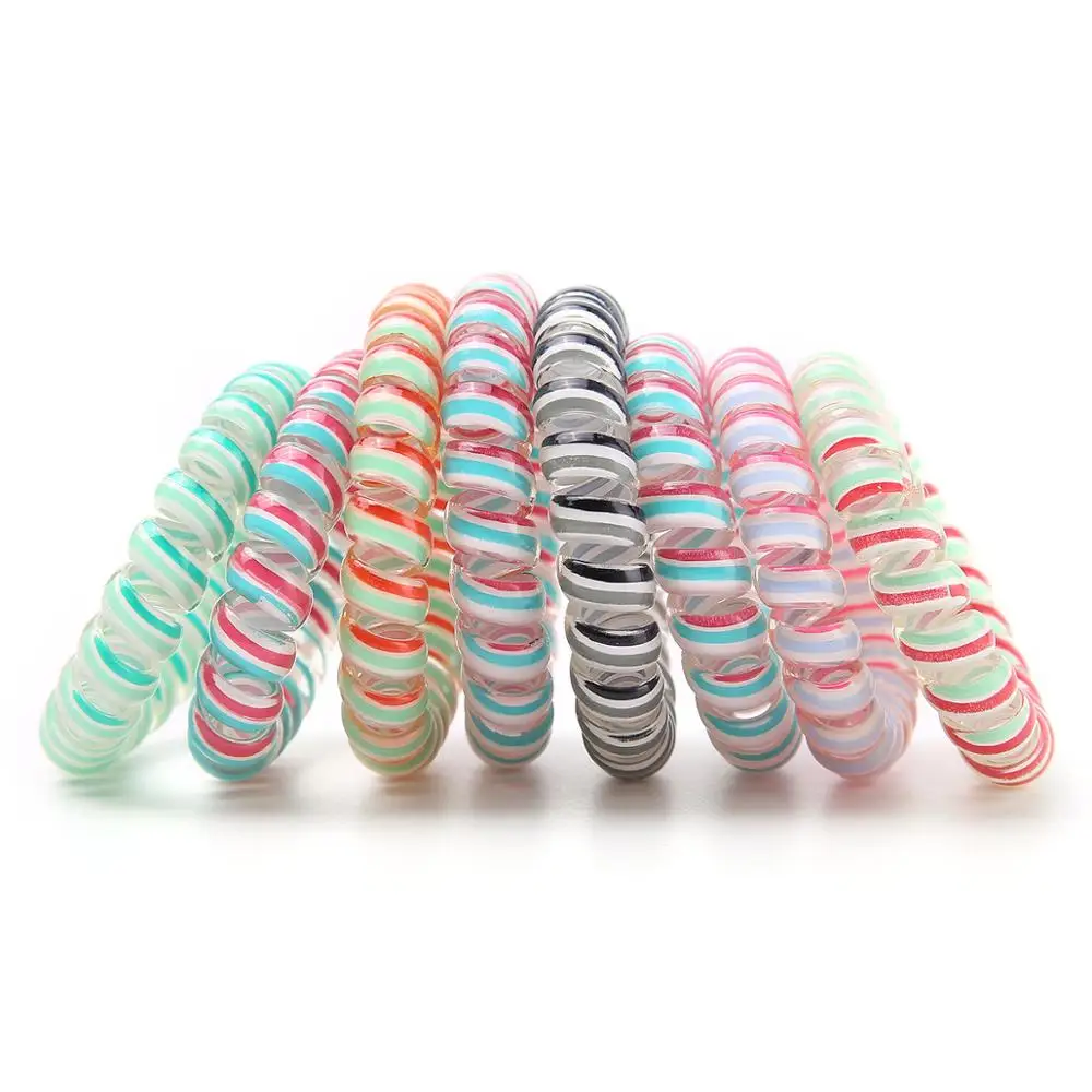 Смешанные цвета, эластичный вьющийся шнур, спиральная резинка для волос