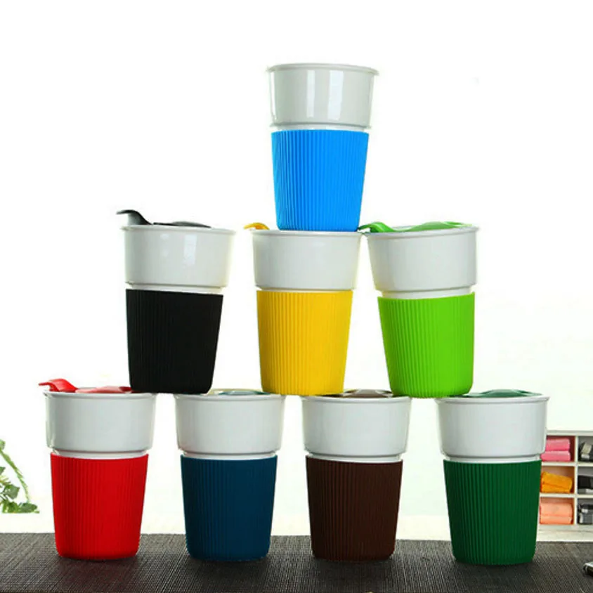 
Wholesale ceramic cups with silicone sleeve 