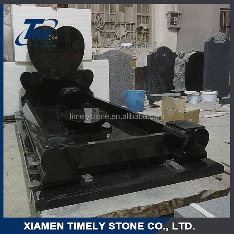 
Prefabricated Kerb Sets Heart Shape Black Granite Headstones 