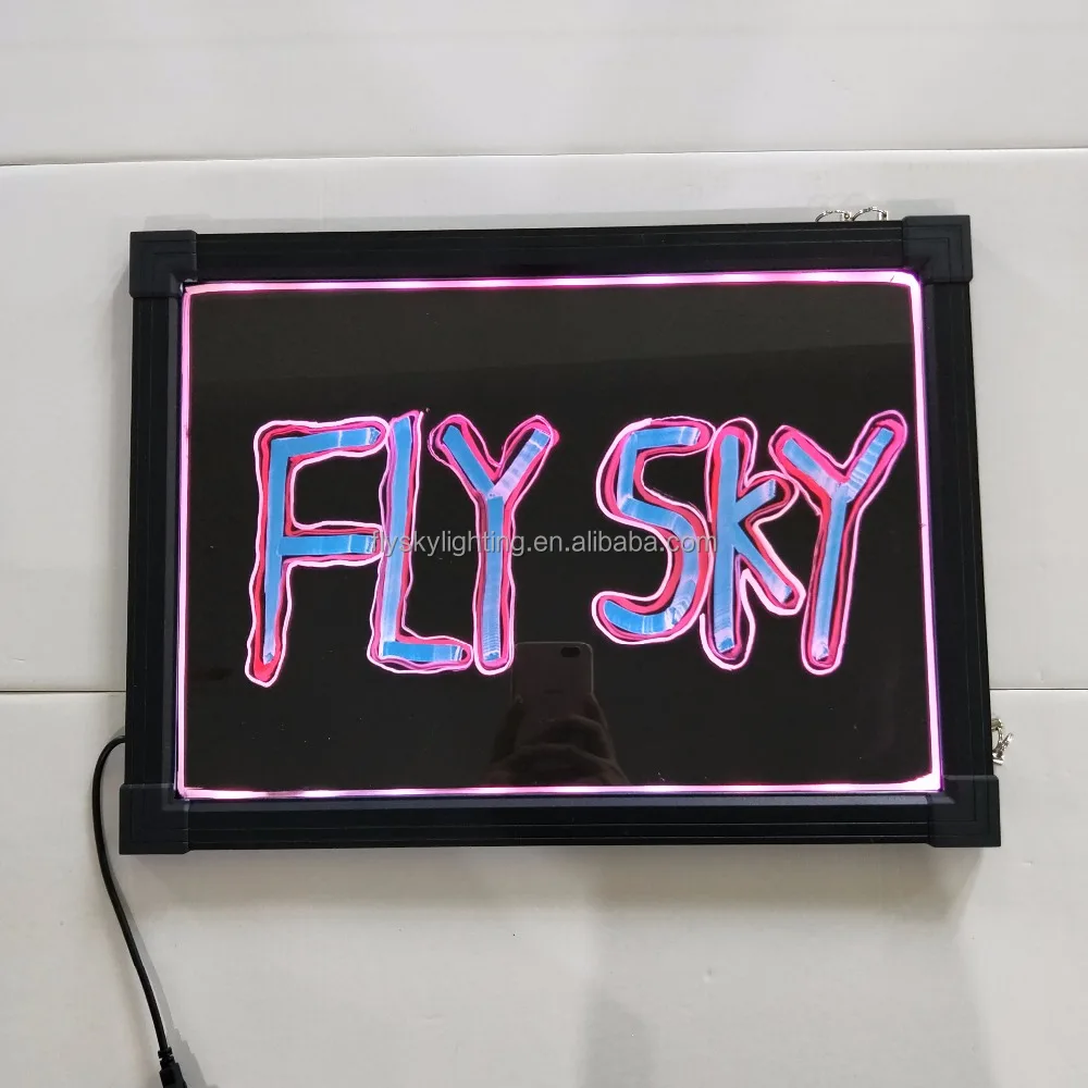 Flashing Illuminated Erasable Message Writing Sign with Remote and 8 Fluorescent Markers For Bar