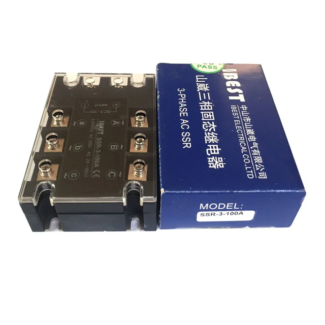 Пакет ибэст 100A 3 Трехфазный постоянный ток, 5 В, 12 В, 24 В постоянного тока, управление AC 220V 380V 480V CE Внутренние твердотельные реле SSR