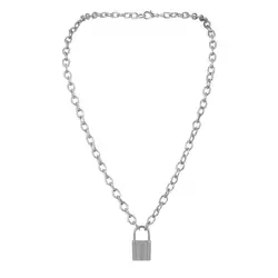 Punk Style Design Jewelry Gold Link Chain Necklace Pendant Padlock Necklace For Women