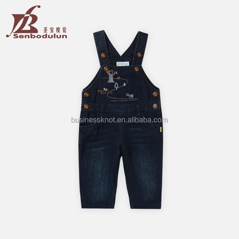 
Senbodulun OEM High Quality 100% Cotton Baby Boys Double-deck Jean Rompers Pants for Autumn 